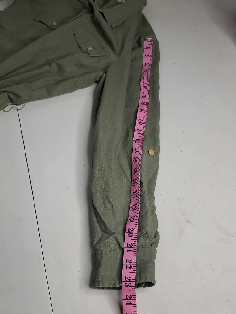 LL Bean Signature 100% Cotton Camp Button Front Shirt Dress Size M Olive Gray - Picture 14 of 16